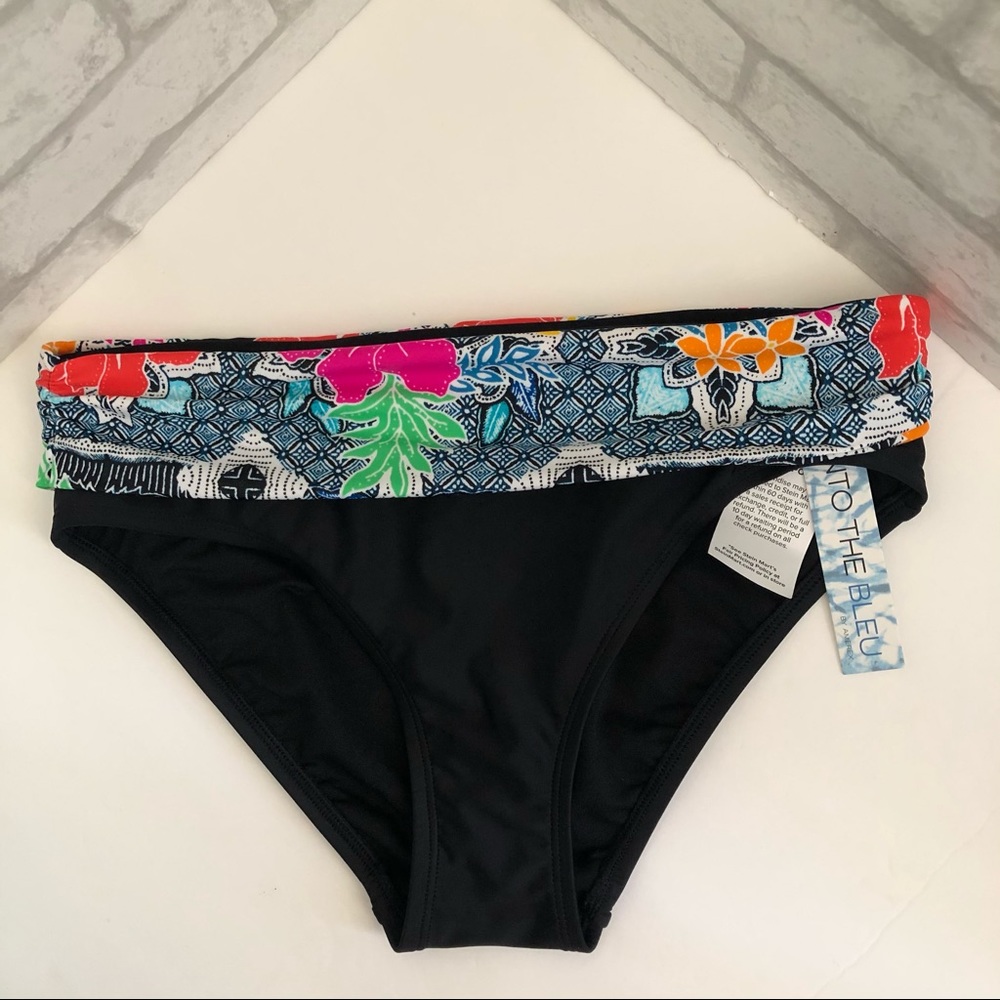 NWT Into the Bleu Black Bikini Bottom Fold Over 6